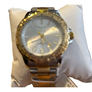 Invicta Men's Watch Gold Face w/Gold and Silver Band Model #69036 Water Proof